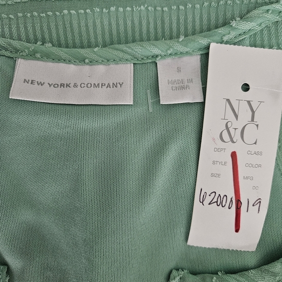 New York & Co Shift Dress Green Sleeveless Lace V Neck Sundress Small - Picture 7 of 9